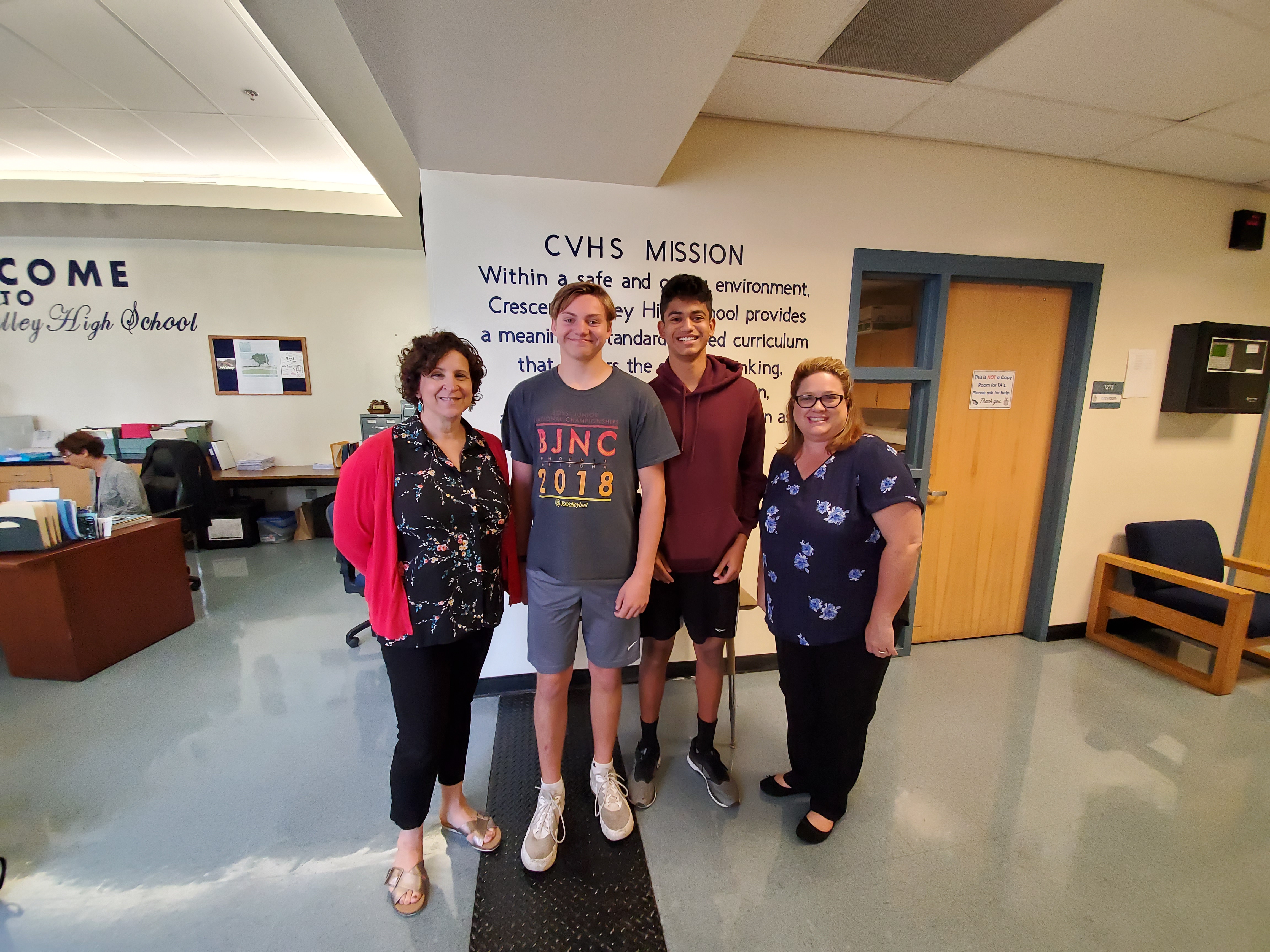 Prashanth Bhaskara, Connor Harvey, Ms. Gaye, and Ms. Benitez